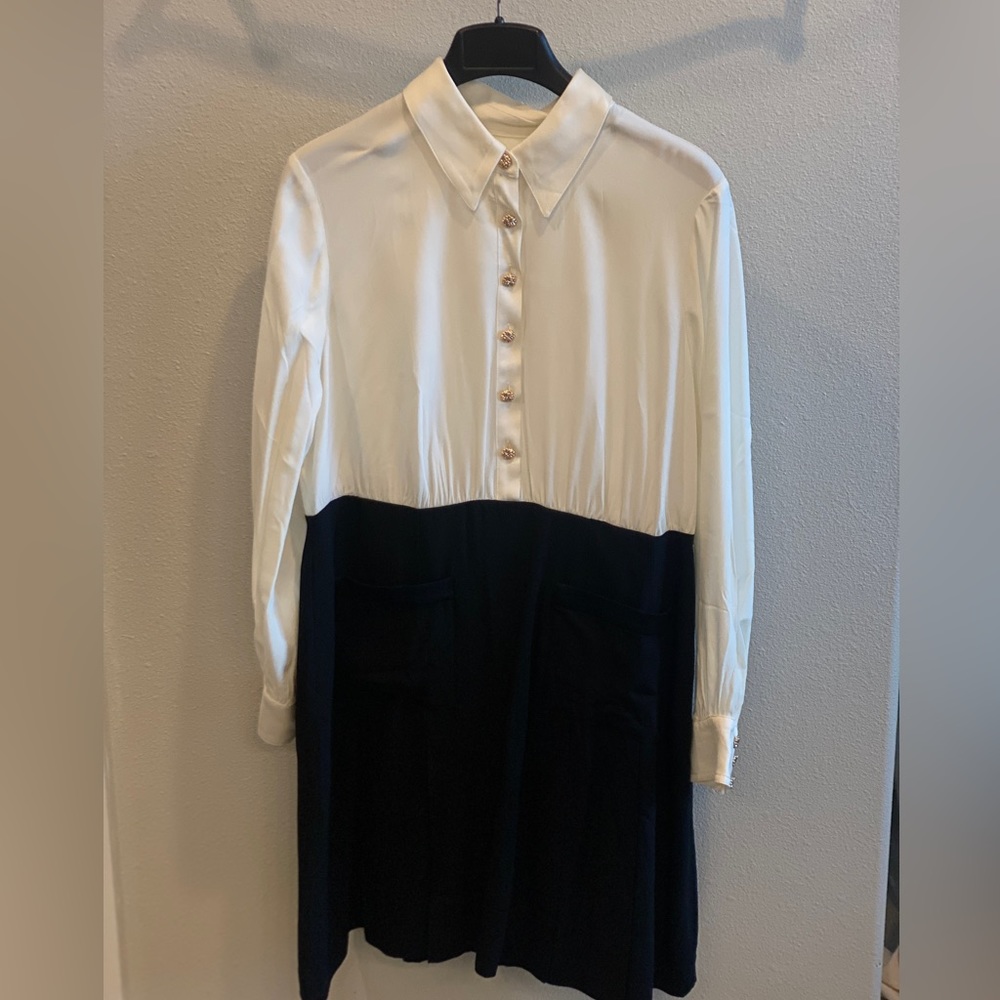 NWT J. Crew Button Front Crepe Shirtdress Sz 16. MSRP $228. - Picture 3 of 11